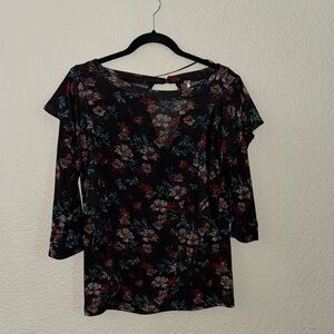 Free People Black Floral Blouse